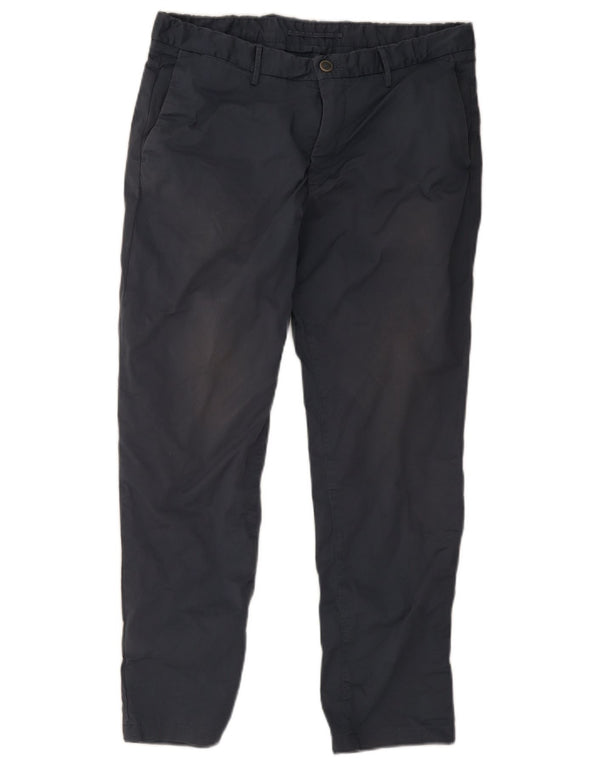 Massimo Dutti Mens Slim Fit Chino Trousers EU 44 Large W34 L30 Navy Blue