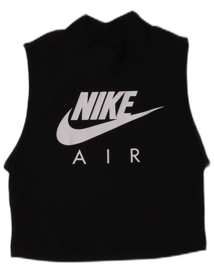 Nike Womens Crop Graphic Vest Top UK 10 Small Black Cotton