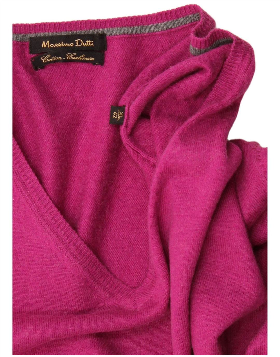 MASSIMO DUTTI Mens V-Neck Jumper Sweater XL Purple Cotton