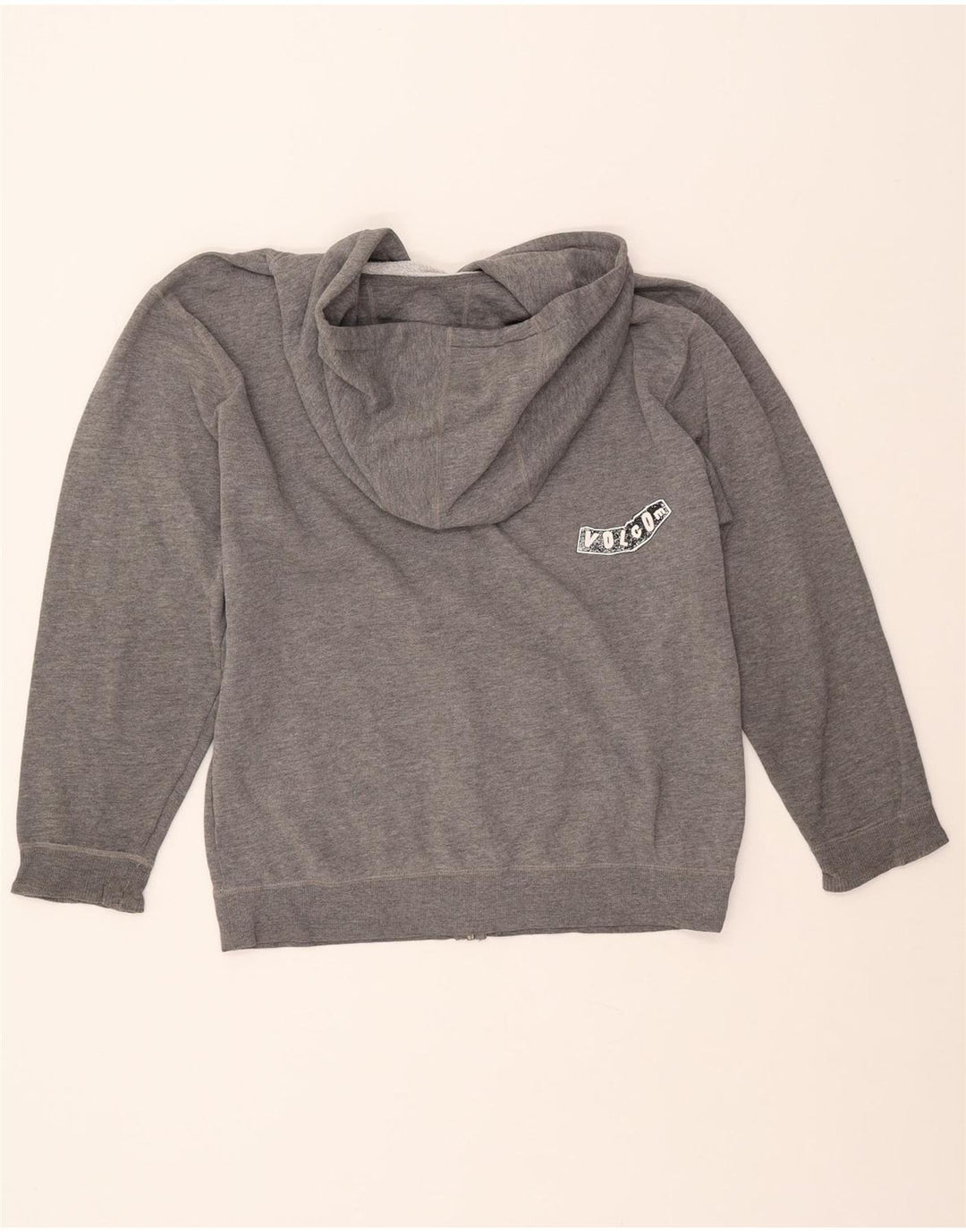 VOLCOM Womens Graphic Zip Hoodie Sweater UK 16 Large Grey
