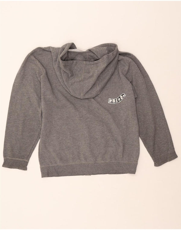VOLCOM Womens Graphic Zip Hoodie Sweater UK 16 Large Grey