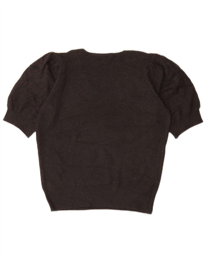 Marks & Spencer Womens V-Neck Jumper Sweater UK 14 Medium Black