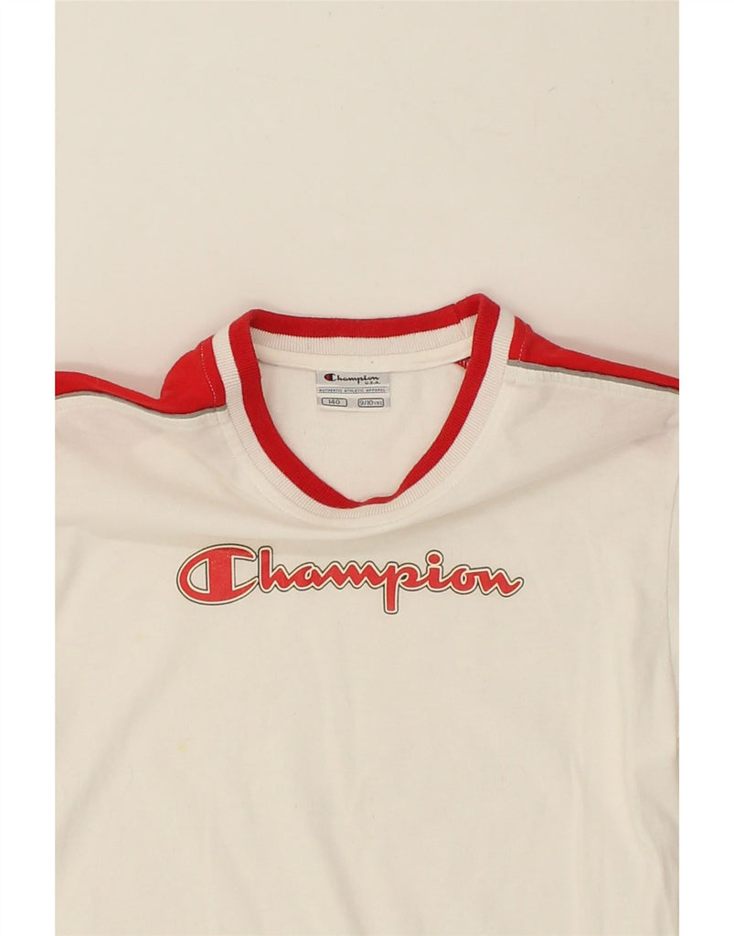 CHAMPION Boys Graphic T-Shirt Top 9-10 Years White Cotton | Vintage Champion | Thrift | Second-Hand Champion | Used Clothing | Messina Hembry 