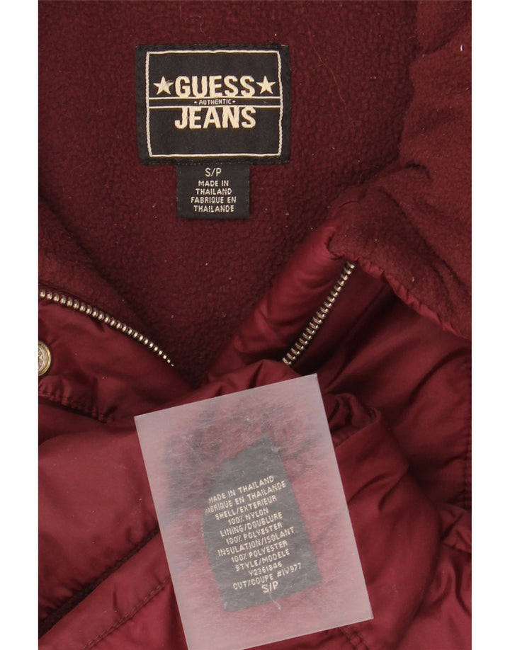 Guess Womens Padded Jacket UK 10 Small Burgundy Nylon