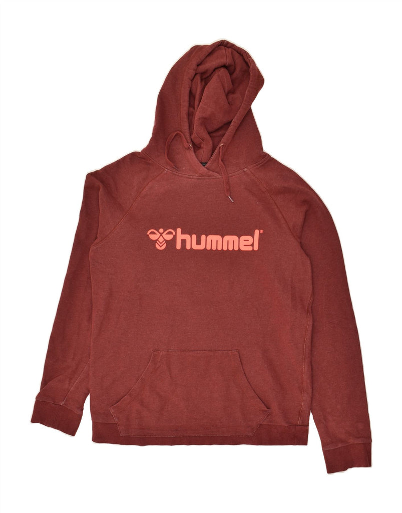 HUMMEL Womens Graphic Hoodie Jumper UK 18 XL Burgundy Cotton | Vintage Hummel | Thrift | Second-Hand Hummel | Used Clothing | Messina Hembry 