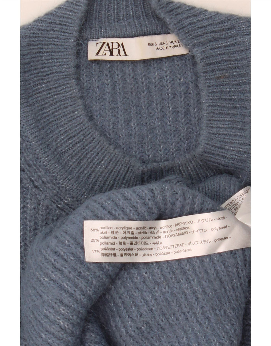 ZARA Womens Oversized Crew Neck Jumper Sweater UK 10 Small Navy Blue