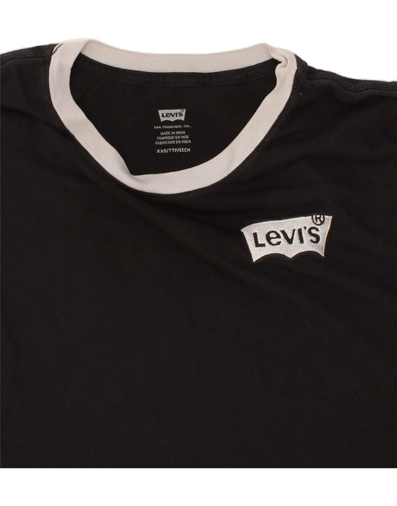 LEVI'S Womens Oversized Crop T-Shirt Top UK 2 2XS Black Cotton Vintage Levi's and Second-Hand Levi's from Messina Hembry 