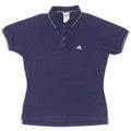 Adidas Womens Polo Shirt UK 12 Medium Navy Blue Cotton