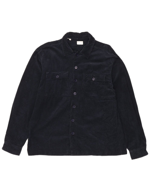 Selected Mens Corduroy Shirt Size 40 15 Medium Navy Blue Cotton