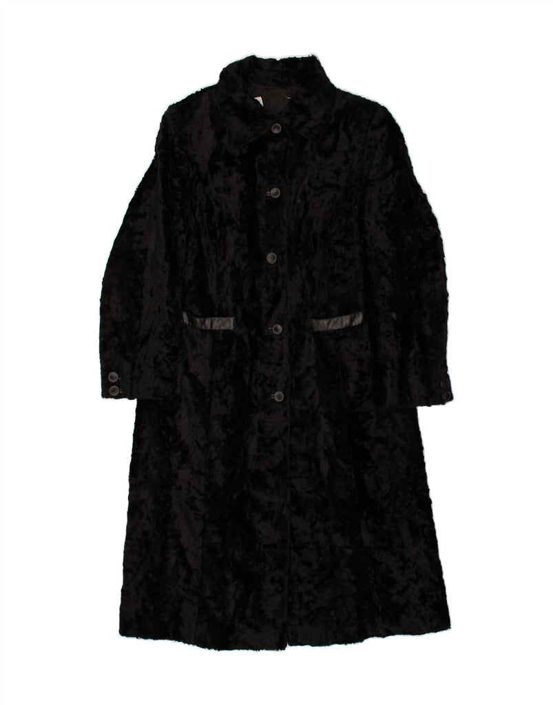 VINTAGE Womens Faux Fur Overcoat UK 16 Large  Black Viscose | Vintage Vintage | Thrift | Second-Hand Vintage | Used Clothing | Messina Hembry 