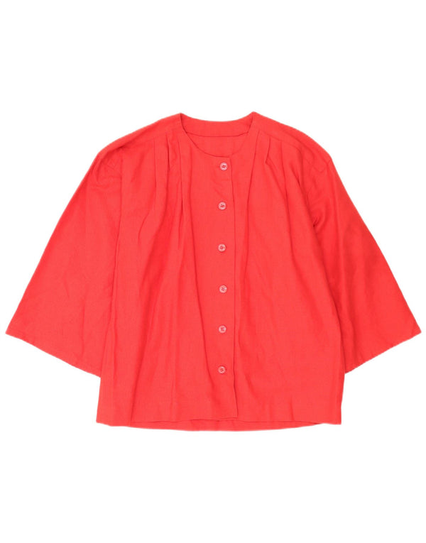Vintage Womens 3/4 Sleeve Shirt Blouse UK 16 Large Red