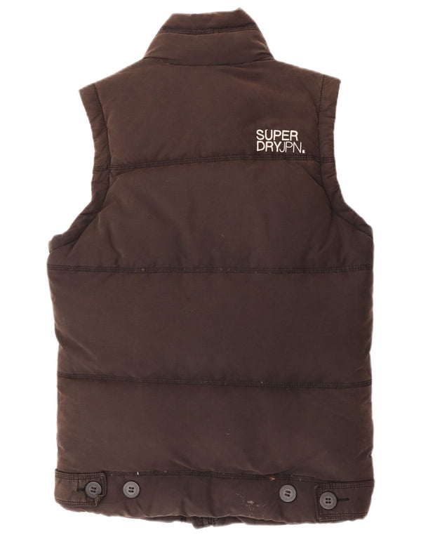 Superdry Womens Padded Gilet UK 36 Small Brown Cotton