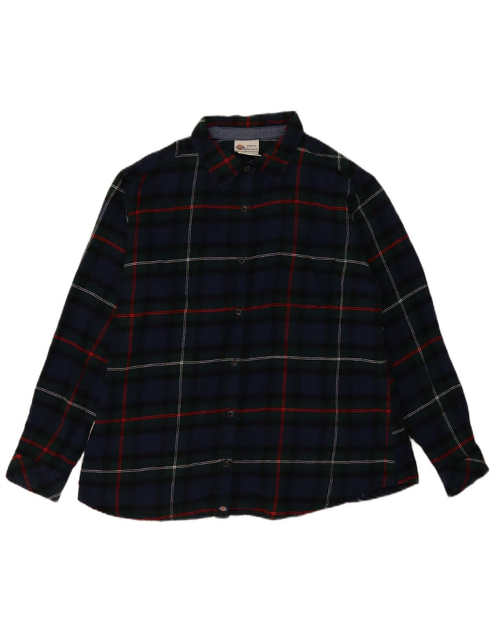 DICKIES Womens Oversized Flannel Shirt UK 18 XL Navy Blue Check