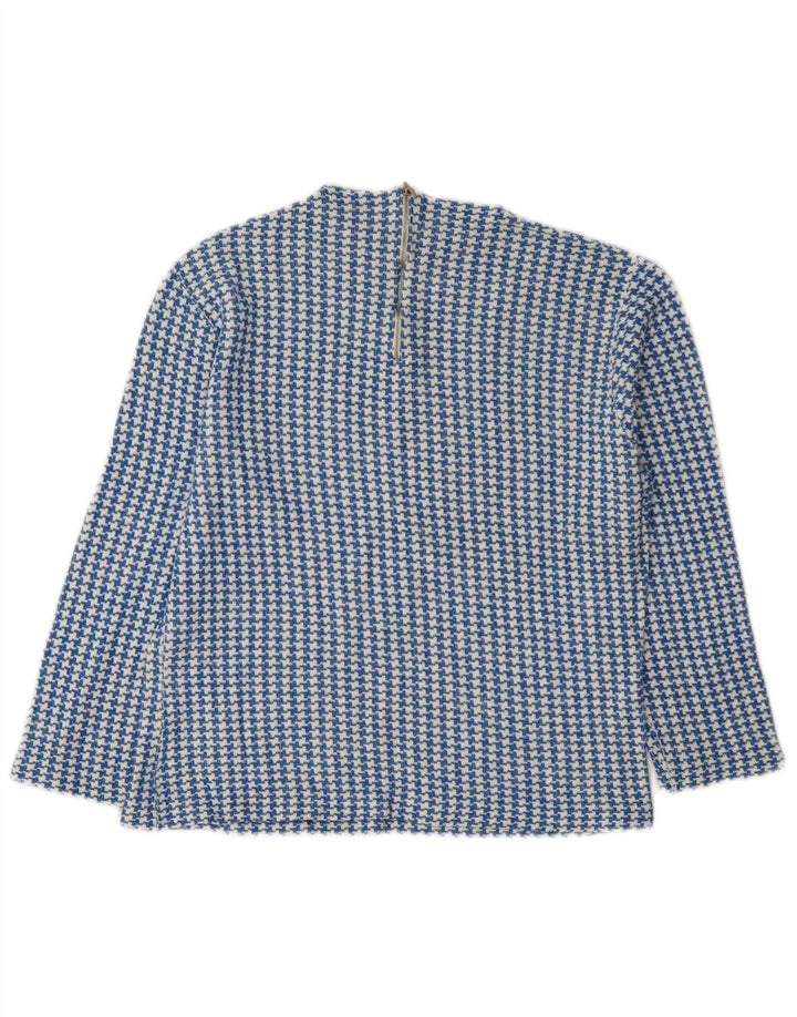 Vintage Womens 3/4 Sleeve Blouse Top IT 46 Large Blue Houndstooth