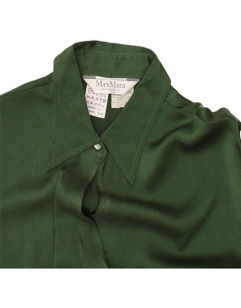 MAX MARA Womens Long Sleeve Bodysuit UK 10 Small Green Polyamide | Vintage Max Mara | Thrift | Second-Hand Max Mara | Used Clothing | Messina Hembry 