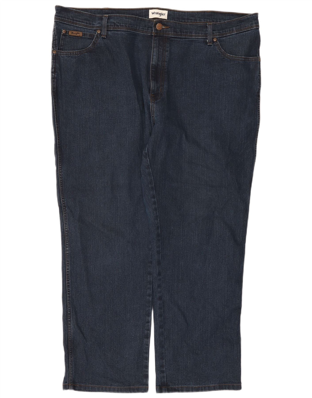 Wrangler Mens Texas Straight Jeans W46 L32 Navy Blue Cotton
