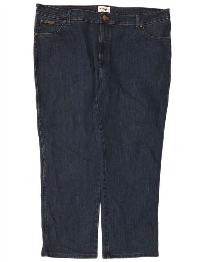 Wrangler Mens Texas Straight Jeans W46 L32 Navy Blue Cotton