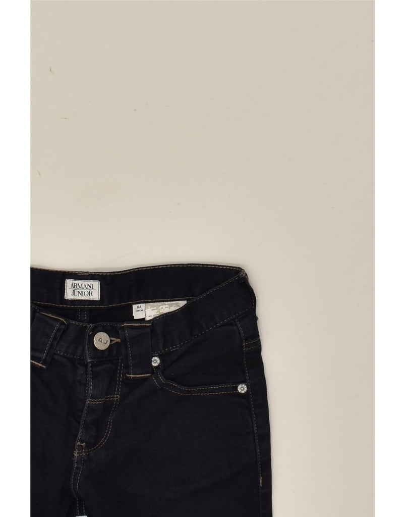 ARMANI JUNIOR Girls Slim Jeans 7-8 Years W24 L22 Navy Blue Cotton | Vintage Armani Junior | Thrift | Second-Hand Armani Junior | Used Clothing | Messina Hembry 