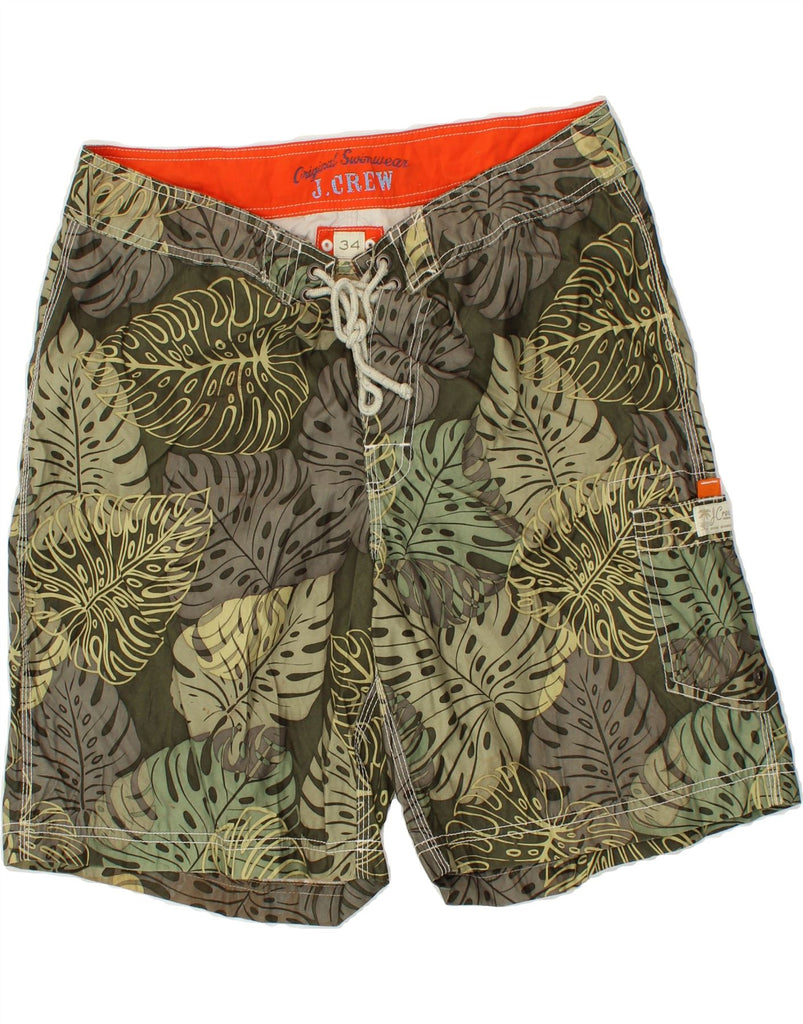 J. CREW Mens Abstract Pattern Swimming Shorts Large  Khaki Polyester Vintage J. Crew and Second-Hand J. Crew from Messina Hembry 