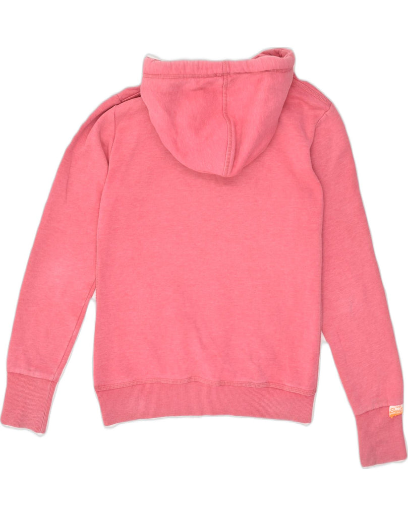 SUPERDRY Womens Graphic Hoodie Jumper UK 10 Small Pink Cotton | Vintage Superdry | Thrift | Second-Hand Superdry | Used Clothing | Messina Hembry 