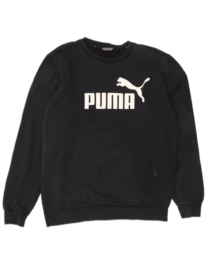 Puma Mens Graphic Sweatshirt Jumper Medium Navy Blue Cotton