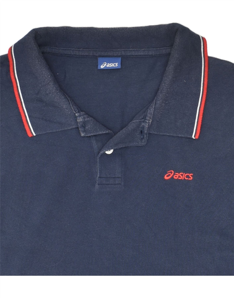 ASICS Mens Polo Shirt 3XL Navy Blue Cotton | Vintage Asics | Thrift | Second-Hand Asics | Used Clothing | Messina Hembry 