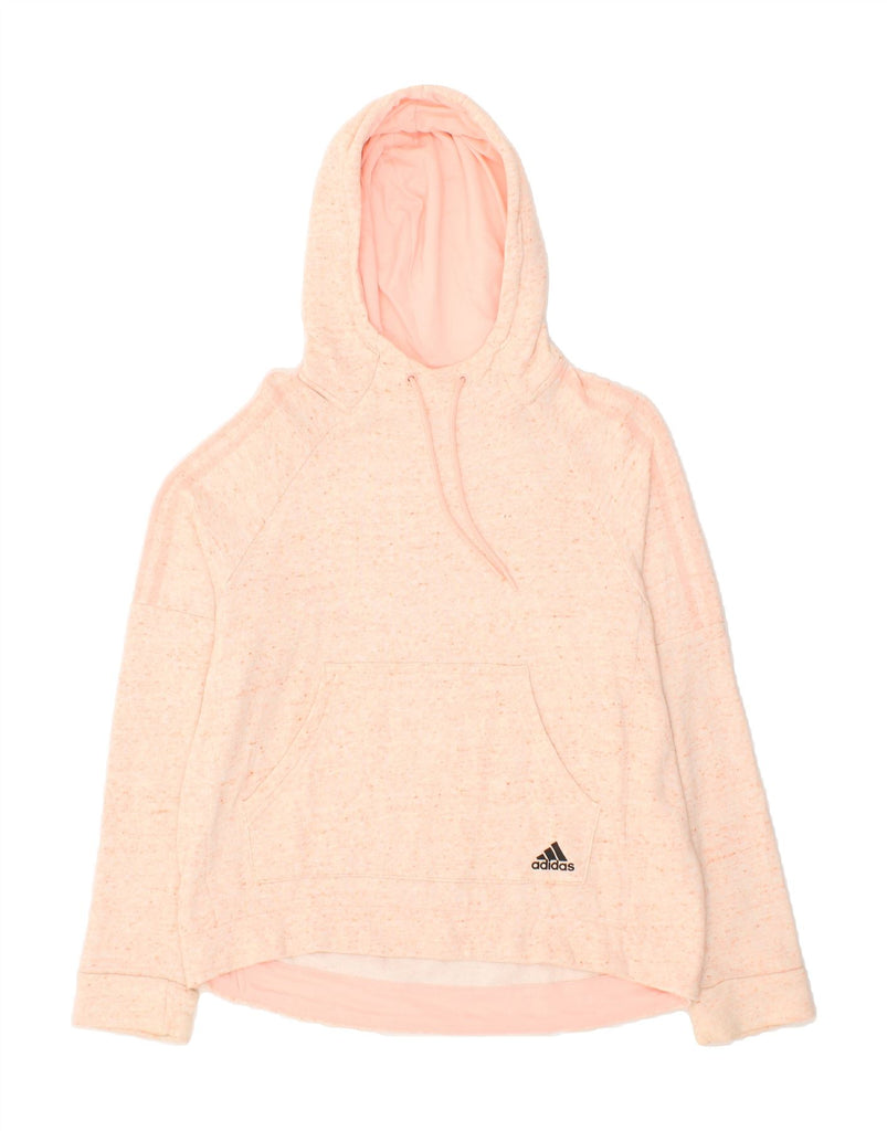 ADIDAS Womens Hoodie Jumper UK 12/14 Medium Pink Flecked Cotton Vintage Adidas and Second-Hand Adidas from Messina Hembry 