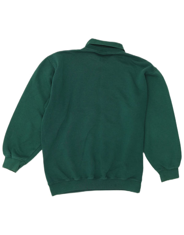 Tulchan Mens Graphic Polo Neck Sweatshirt Jumper Medium Green Cotton