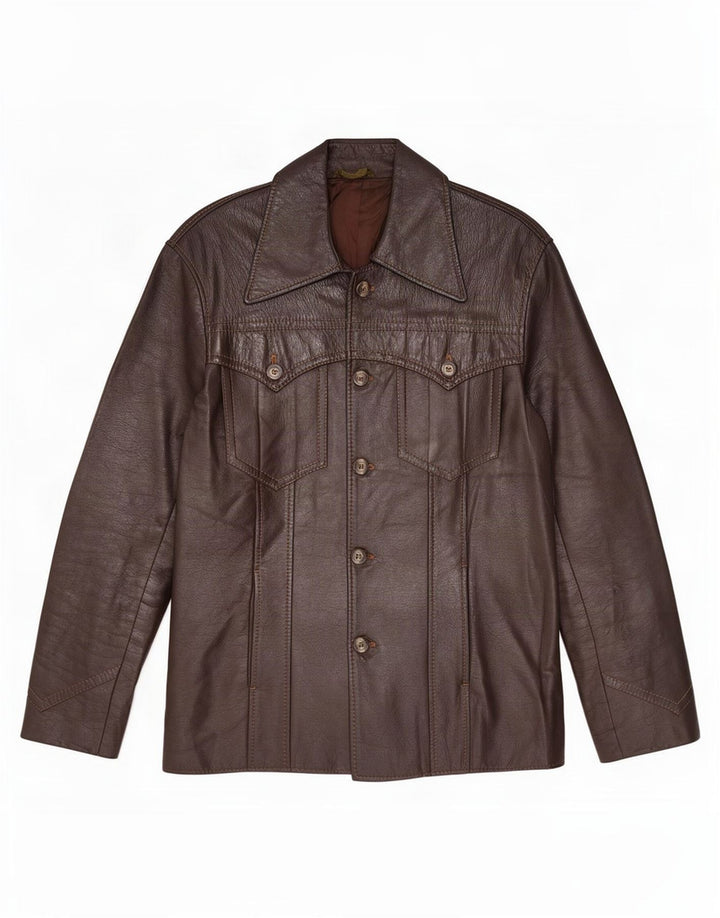 Vintage Mens Leather Jacket UK 36 Small Brown