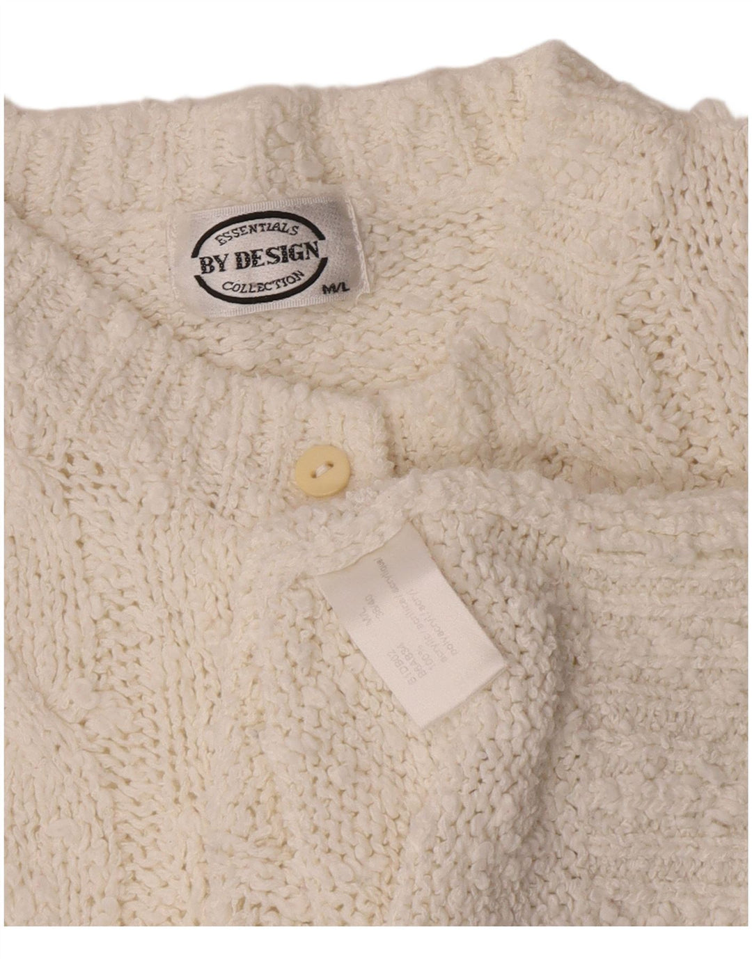 Vintage Womens Button Neck Jumper Sweater UK 14 Medium White Acrylic