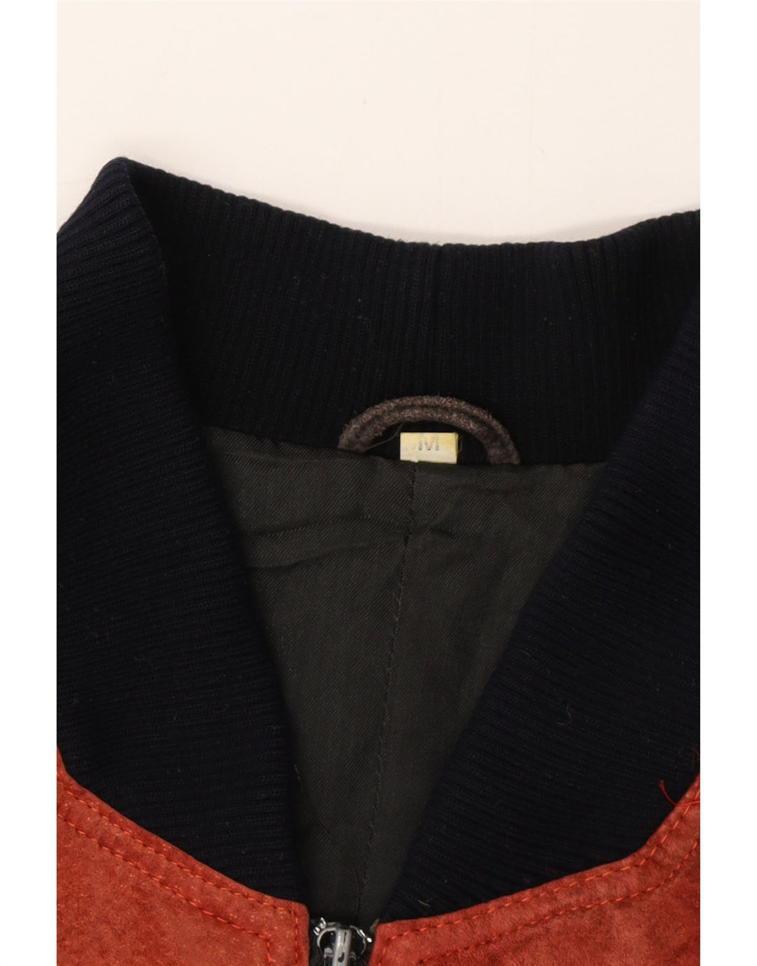 VINTAGE Mens Loose Fit Suede Bomber Jacket UK 38 Medium Red Colourblock