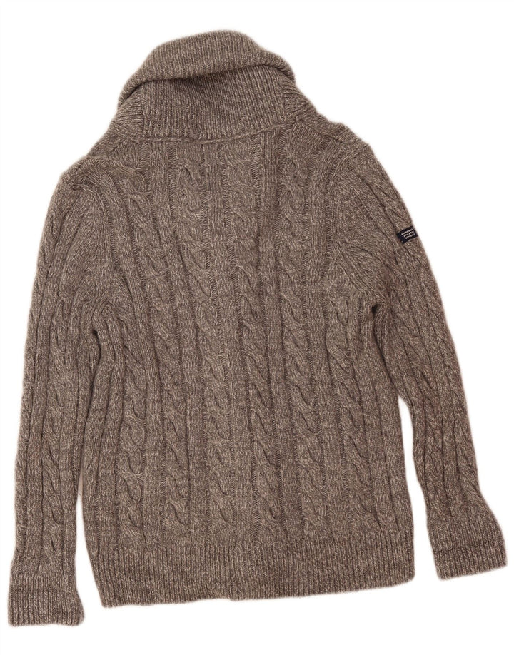 Superdry Mens Cardigan Sweater Medium Grey Flecked Acrylic