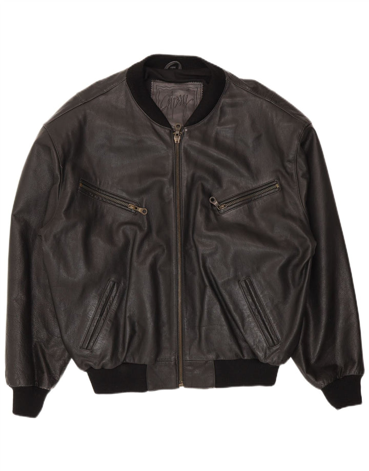 Gipsy Mens Leather Jacket UK 40 Large Black Leather