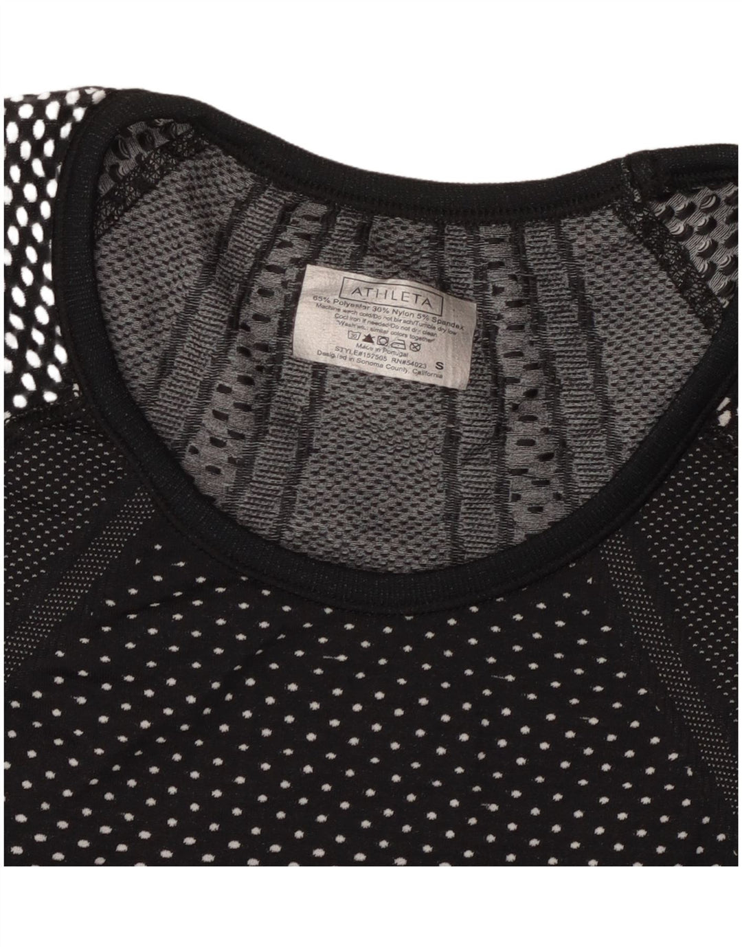ATHLETA Womens T-Shirt Top UK 8 Small Black Spotted Polyester