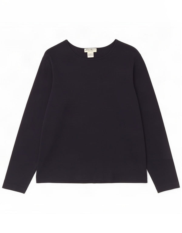 Eddie Bauer Womens Top Long Sleeve UK 16 Large Navy Blue Cotton