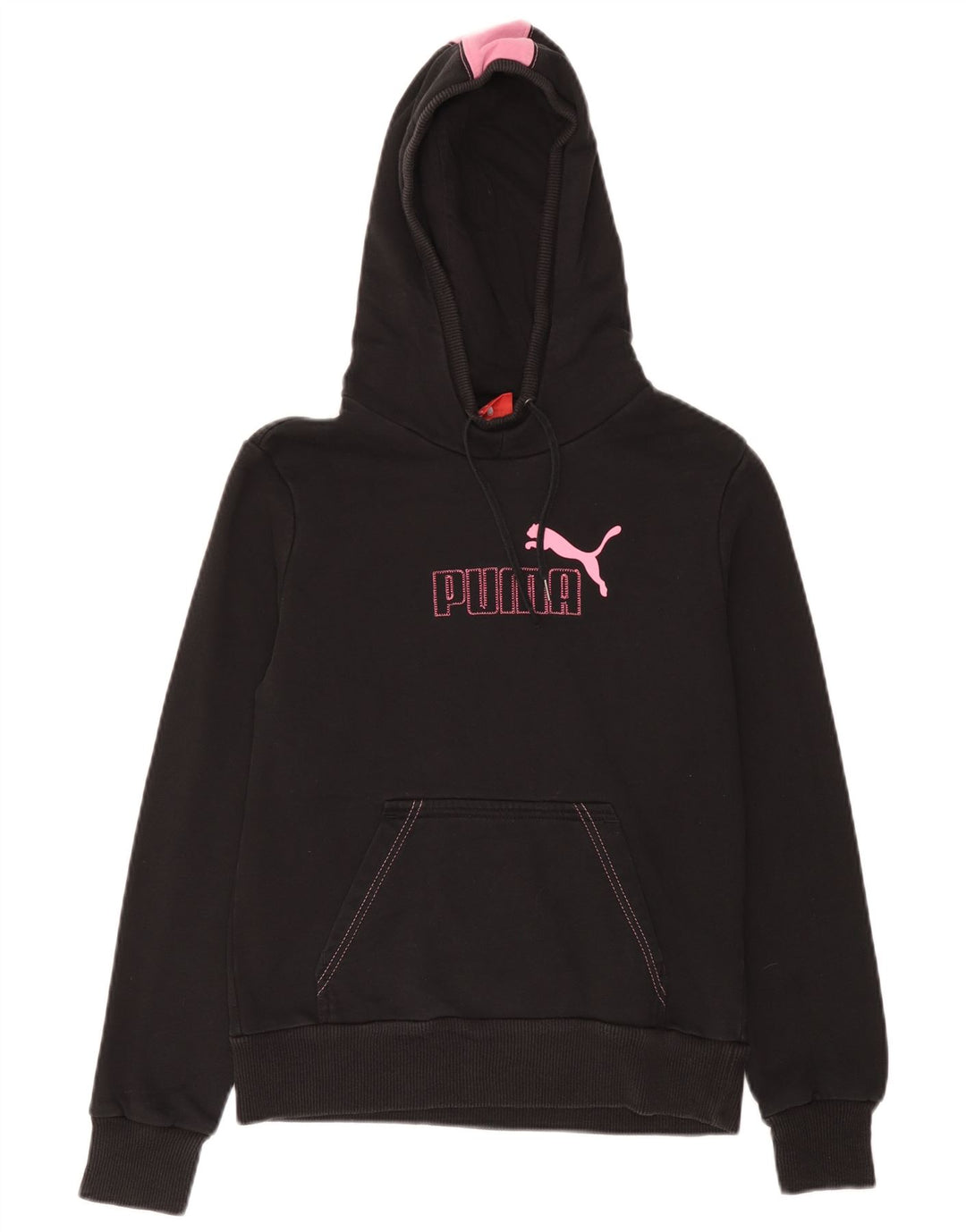 Puma Womens Graphic Hoodie Jumper UK 12 Medium Black