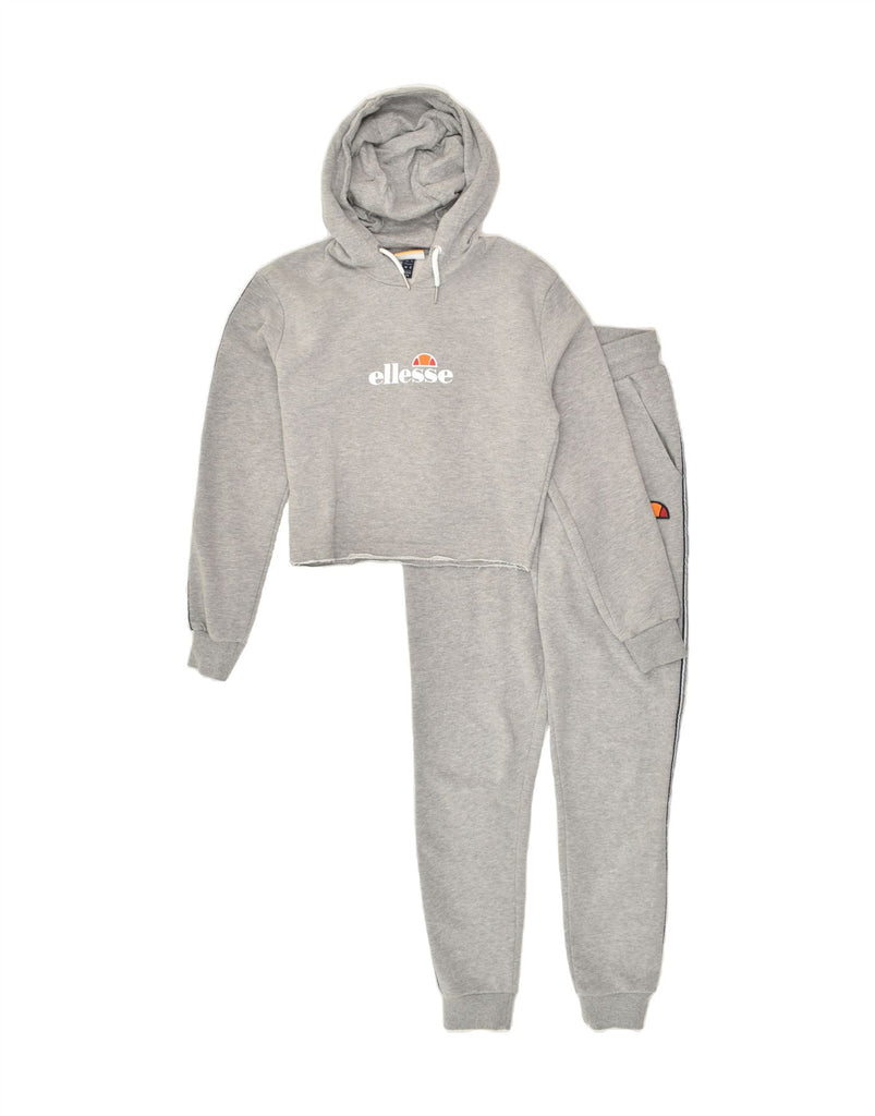 ELLESSE Womens Graphic Full Tracksuit UK 4 XS Grey Cotton | Vintage Ellesse | Thrift | Second-Hand Ellesse | Used Clothing | Messina Hembry 