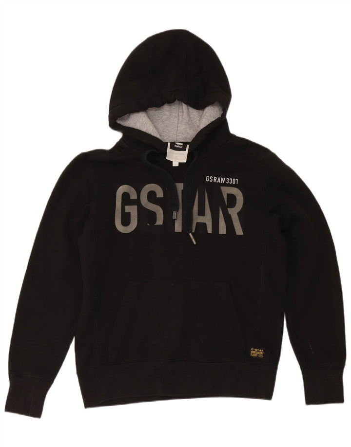 G-Star Mens Graphic Hoodie Jumper Medium Black Polyester
