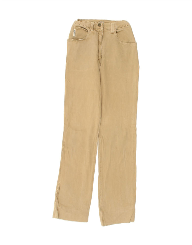 ARMANI Womens Straight Casual Trousers W29 L29 Beige Cotton | Vintage Armani | Thrift | Second-Hand Armani | Used Clothing | Messina Hembry 