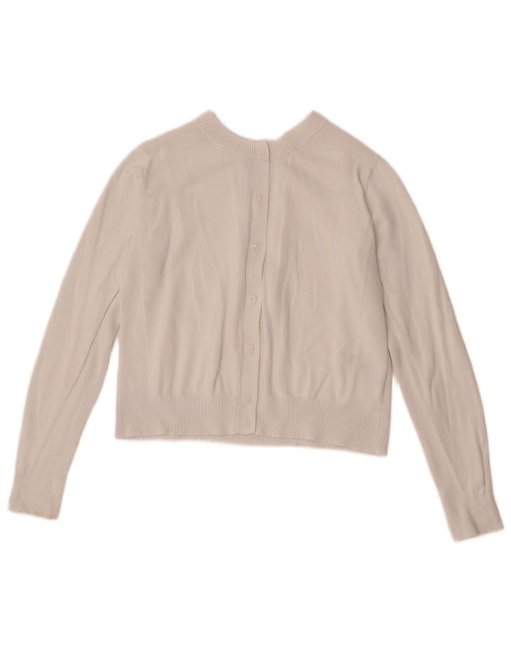 Marks & Spencer Womens Crop Cardigan Sweater UK 10 Small White Cotton