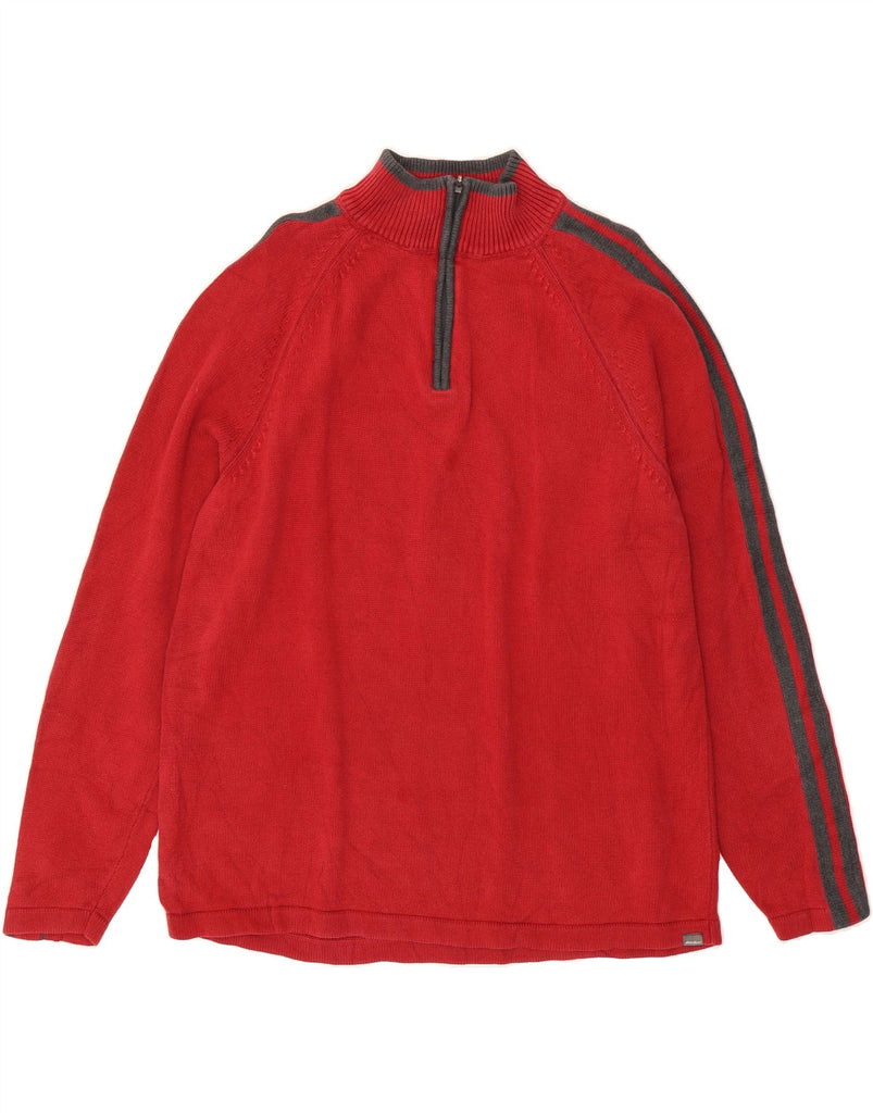 EDDIE BAUER Mens Zip Neck Jumper Sweater XL Red Cotton Vintage Eddie Bauer and Second-Hand Eddie Bauer from Messina Hembry 