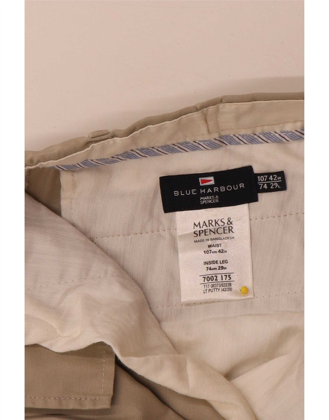 Marks & Spencer Mens Blue Harbour Straight Suit Trousers W42 L29 Beige