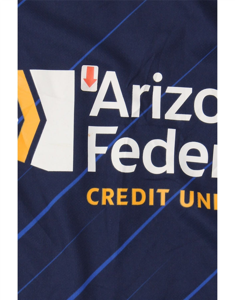 ADIDAS Womens Arizona Graphic T-Shirt Top UK 8/10 Small Navy Blue Striped Vintage Adidas and Second-Hand Adidas from Messina Hembry 