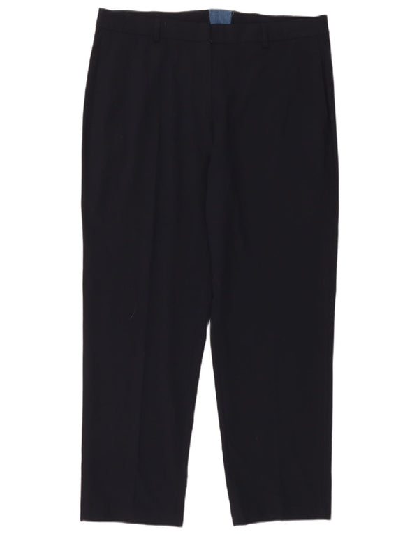 Marks & Spencer Womens Tapered Chino Trousers UK 14 Large W36 L28 Navy Blue