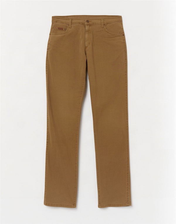 Wrangler Mens Texas Stretch Straight Casual Trousers W34 L34 Beige Cotton