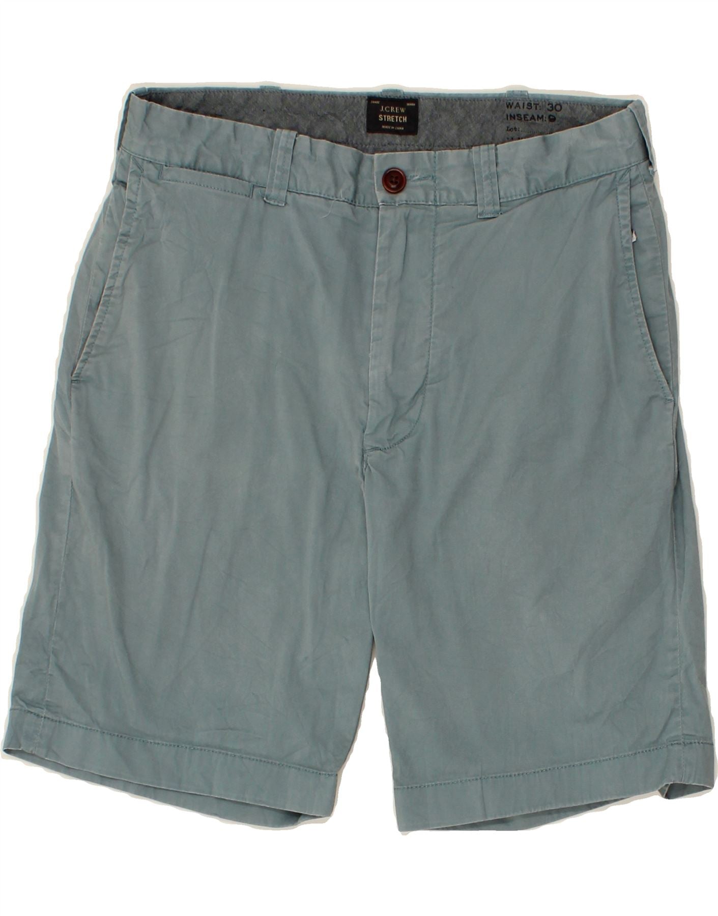 CREW Mens Chino Shorts W30 Medium Blue Cotton Vintage