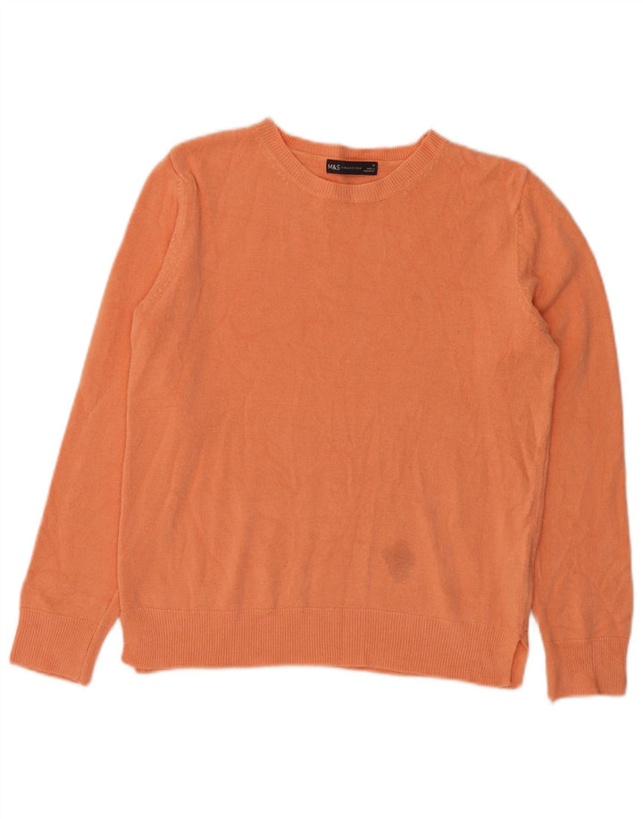 Marks & Spencer Womens Crew Neck Jumper Sweater UK 12 Medium Orange Acrylic
