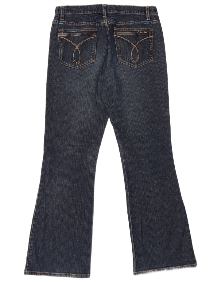 CALVIN KLEIN Womens Flared Jeans US 8 Medium W32 L31 Navy Blue Cotton
