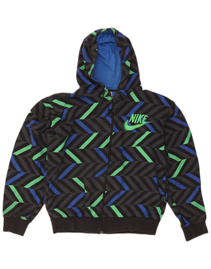 Nike Mens Zip Hoodie Sweater Small Multicoloured Geometric Cotton