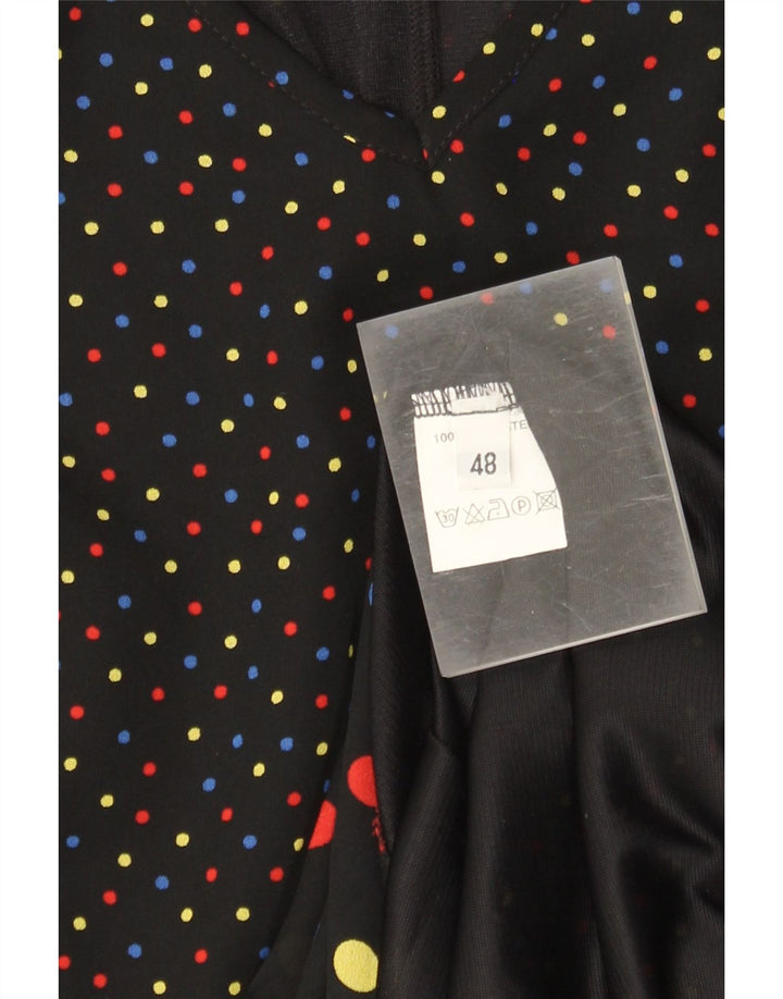 Vintage Womens A-Line Dress IT 48 XL Black Spotted Polyester